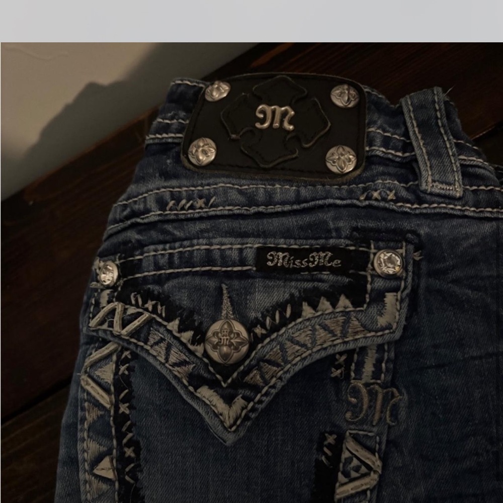 Miss Me Blue Boot Cut Jeans with Embroidered Details